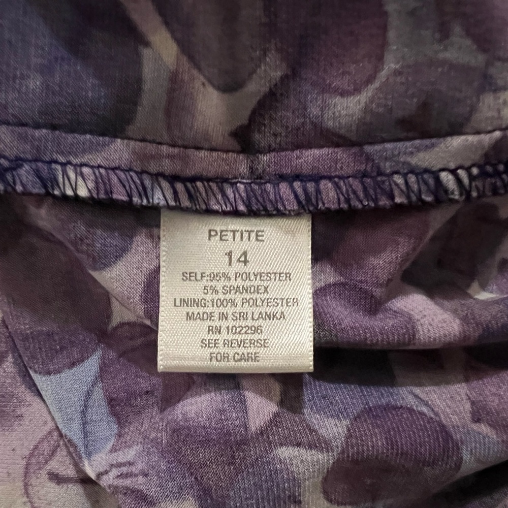 Dressbarn Purple Print Sheath Ruched Dress - Picture 8 of 8